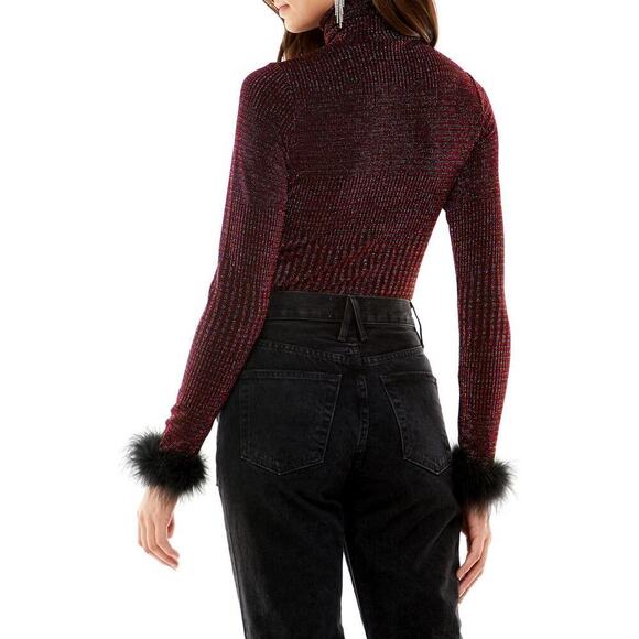 WAYF Besos Metallic Turtleneck Bodysuit Size XL - Picture 2 of 12